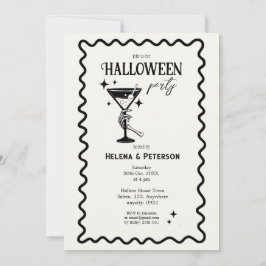 Retro kul svart och vit Halloweenfest Inbjudningar