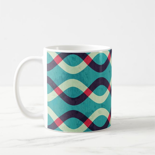 Retro Kurvor: Grunge Mönster Effect. Kaffemugg (Vänster)