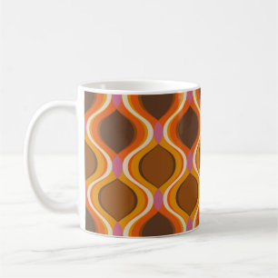 Retro kurvor sömlös mönster. 70-talets 60-årshallp kaffemugg
