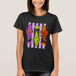 Retro kuslig fisk halloween pumpa fiskare fiske t shirt