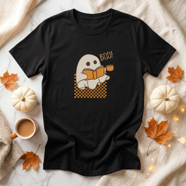 Retro kuslig Halloween-ghost T Shirt (Retro Spooky Cute Ghost Halloween T-Shirt)