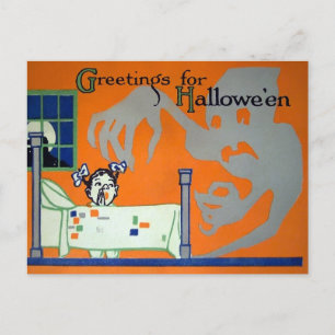 Retro kuslig Halloween-spökpostkort Vykort