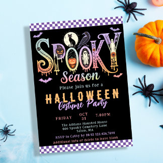 Retro Kuslig Säsong Pastell Halloween Kostymfest Inbjudningar