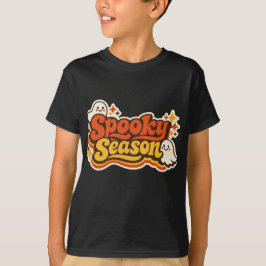 Retro kuslig säsong spök Halloween-logotyp T Shirt