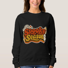 Retro kuslig säsong spöke Halloween-logotyp T Shirt
