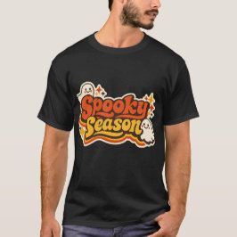Retro kuslig säsong spöke Halloween-logotyp T Shirt