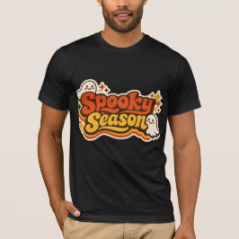 Retro kuslig säsong spöke Halloween-logotyp T Shirt