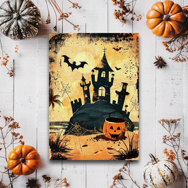 Retro kuslig sommar gotisk Halloween strand Vykort (Skapare uppladdad)