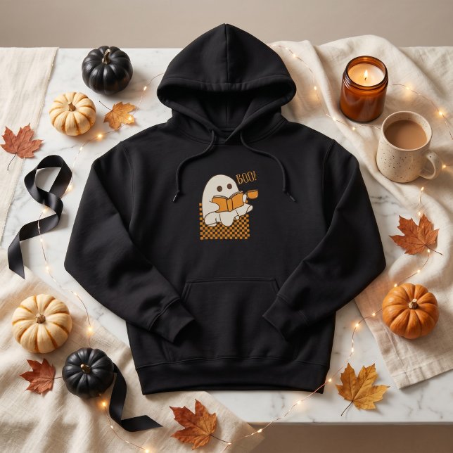 Retro kuslig söt spökhalloween hoodie (Retro Spooky Cute Ghost Halloween Hoodie)