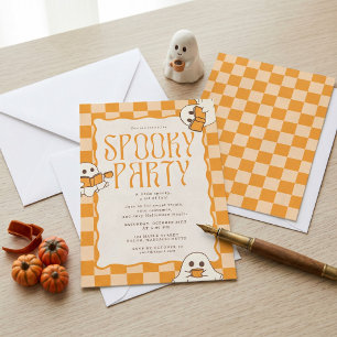 Retro kuslig spök Halloween-fest Inbjudningar