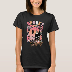 Retro kusliga stämningar läskig glad ansikte Hallo T Shirt