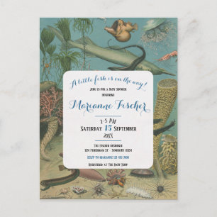 Retro kust under havet baby shower inbjudan