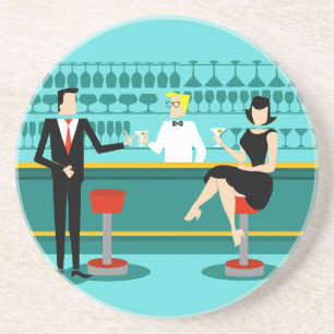Retro kustfartyg för cocktailbarsandstendrink underlägg sandsten