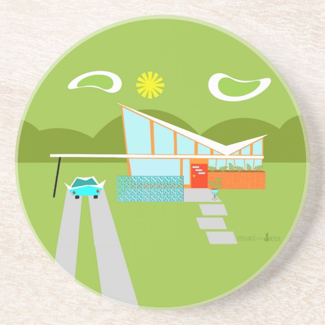 Retro kustfartyg för drink för Palm Spring Underlägg Sandsten (Framsidan)