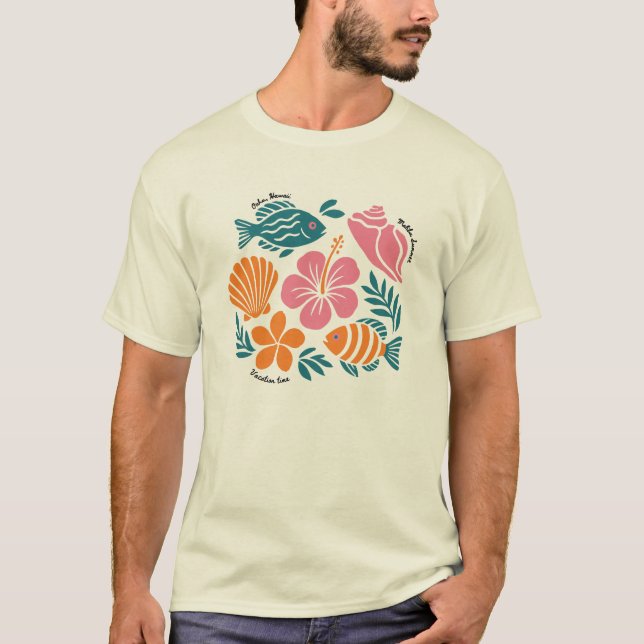 Retro kustnära sommaröns paradis t shirt (Framsida)