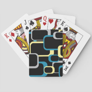 Retro-kvadrater Geometric Mönster Blue Gult Grått Casinokort