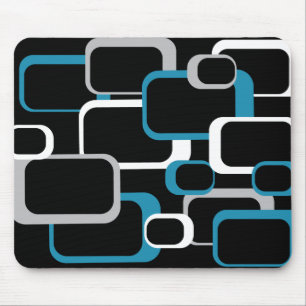 Retro-kvadrater Grått Blue White Square Mönster Musmatta