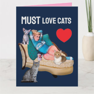 RETRO KVINNA (HUSHÅLLERSKA) KATT VALENTINEDAGEN VÄ KORT