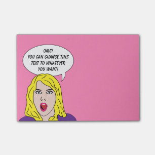 RETRO KVINNA med DIN TEXTanpassningsbar som Post-it Block