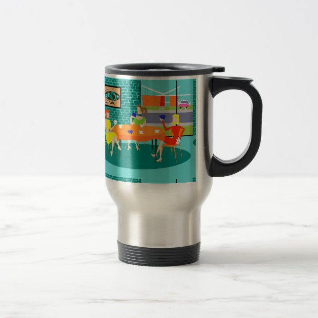 Retro kvinna veckokortspeltravel mug resemugg (Höger)