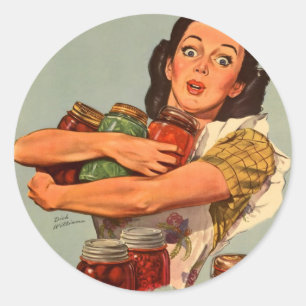 Retro kvinnor WW2 för vintage naturligtvis kan Runt Klistermärke