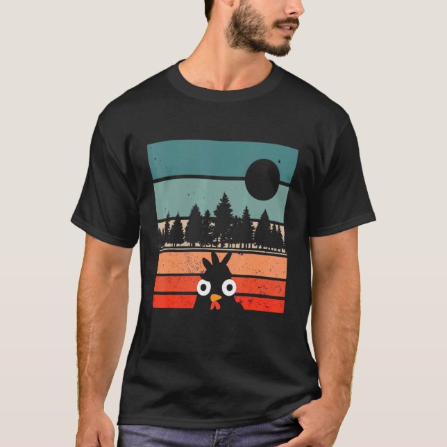 Retro Kyckling Rolig Kyckling T Shirt (Framsida)