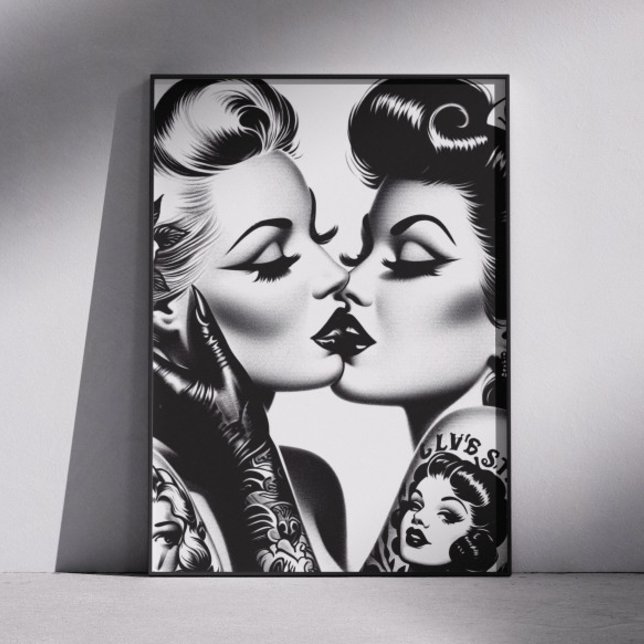 Retro Kyssande Pinuppor Poster (Skapare uppladdad)