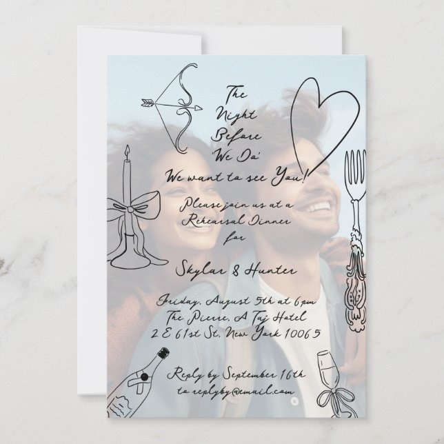 Retro La Dolce Vita Rehearsal Dinner Overlay Photo Inbjudningar (Framsida)