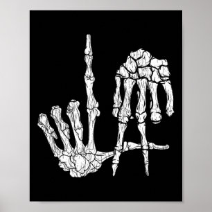 Retro La Händer Skeleton Los Angeles Hand Sign Hal Poster