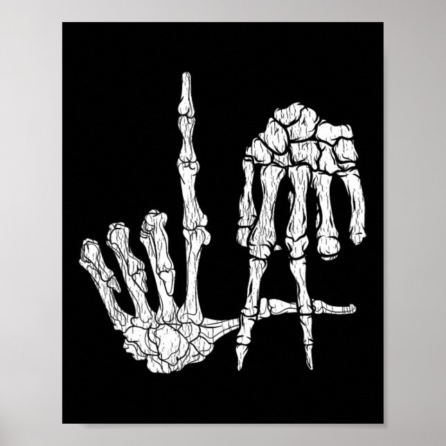 Retro La Händer Skeleton Los Angeles Hand Sign Hal Poster (Framsidan)