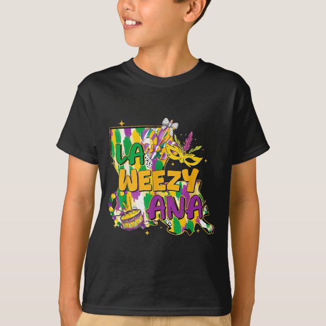Retro La Weezy Ana Happy Mardi Gras Louisiana New  T Shirt (Framsida)