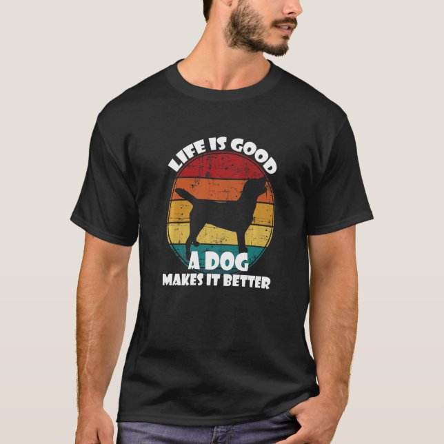 Retro Lab  Labrador Retriever Svart Lab Mor eller  T Shirt (Framsida)
