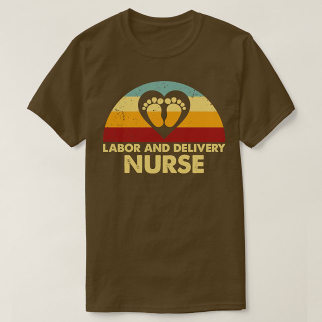 Retro Labour and Delivery Nurse T Shirt (Design framsida)