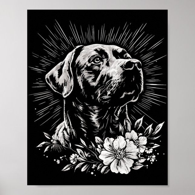 Retro Labrador Retriever Hund älskare Tattoo Stil  Poster (Framsidan)