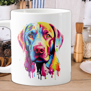 Retro Labrador Retriever Pop Art Färgfull Hund Jumbo Mugg