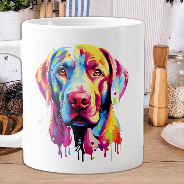 Retro Labrador Retriever Pop Art Färgfull Hund Jumbo Mugg (Skapare uppladdad)