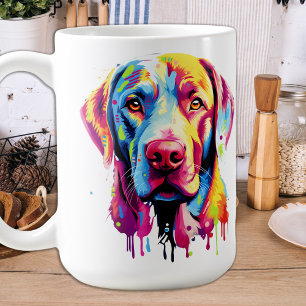 Retro Labrador Retriever Pop Art Färgfull Hund Kaffemugg