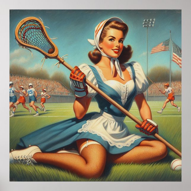 Retro Lacrosse Girl Poster (Framsidan)