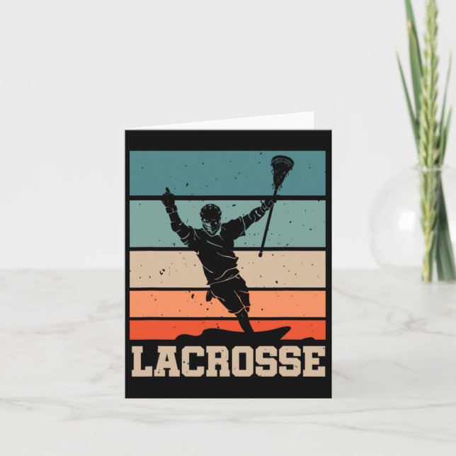 Retro Lacrosse Player Lax Stick Lacrosse Team Kort (Framsida)
