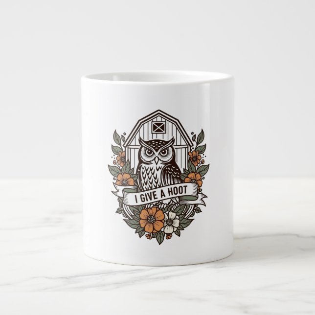 Retro-ladan uggla 'I ge a hoot'-design Jumbo Mugg (Framsidan)