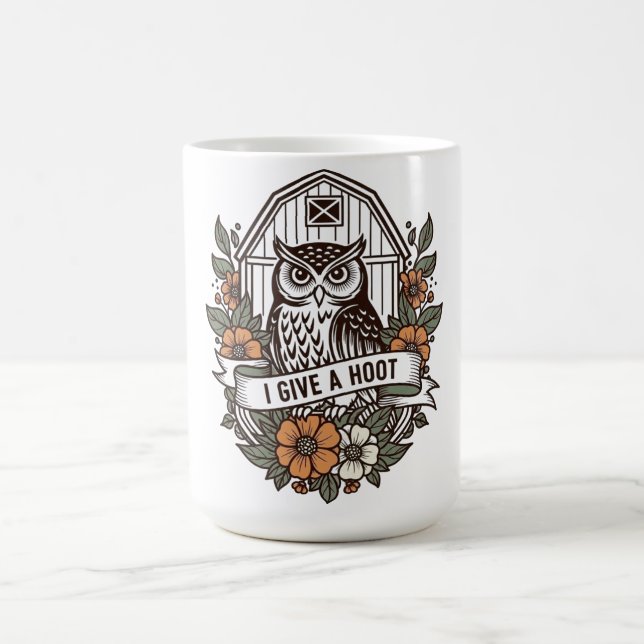 Retro-ladan uggla 'I ge a hoot'-design Kaffemugg (Center)