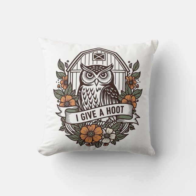Retro-ladan uggla 'I ge a hoot'-design Kudde (Framsida)