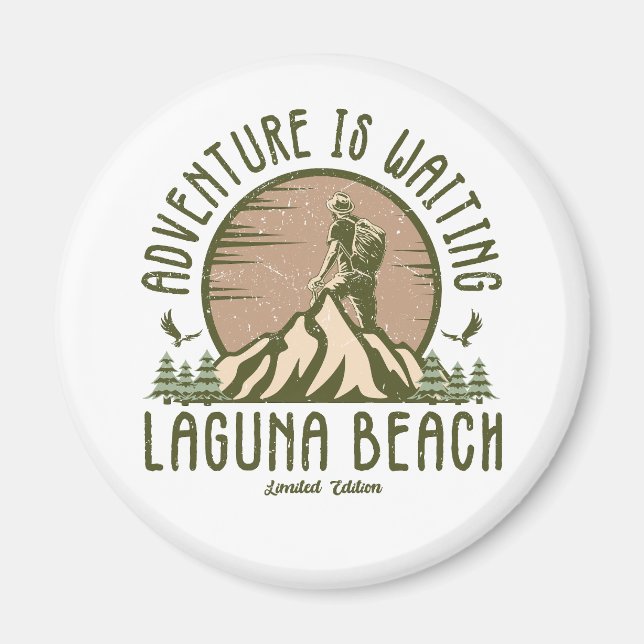 Retro Laguna Beach Hike Magnet (Framsidan)