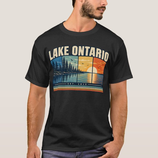 Retro Lake Ontario T Shirt (Framsida)