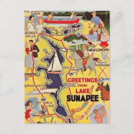 Retro Lake Sunapee NH Vykort
