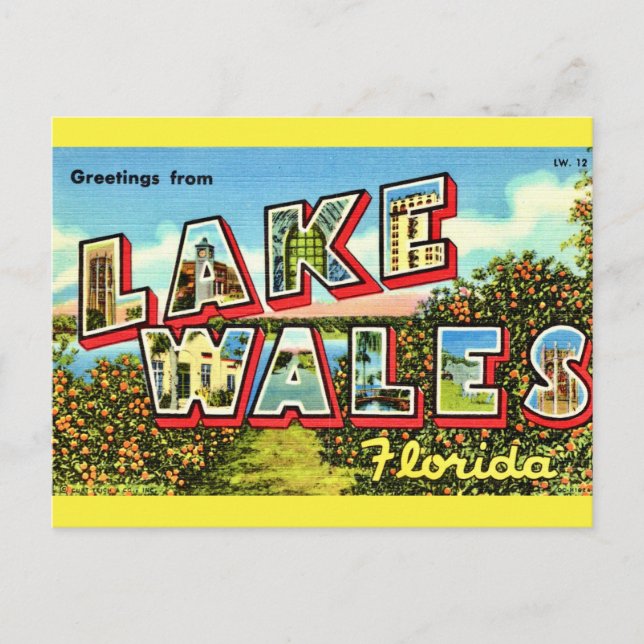 Retro Lake Wales Florida Vykort (Framsida)
