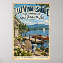Retro Lake Winnipesaukee New Hampshire Resa