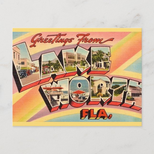 Retro Lake Worth Florida Vykort (Framsida)