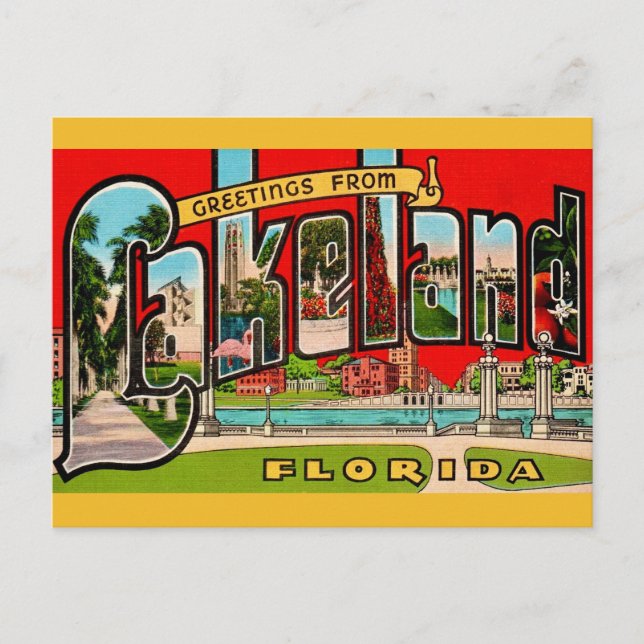 Retro Lakeland Florida Vykort (Framsida)