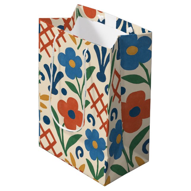Retro Land Blommigt Trellis Mönster (Framsidan Vinklad)